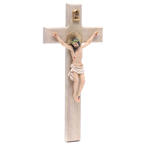 Crucifix 30 cm résine et croix bois 3