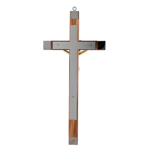 Crucifix des prêtres olivier et acier doré 36x19 cm 3