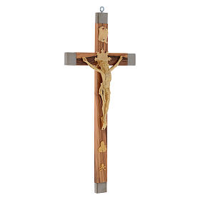 Crucifixos de Madeira: Crucifixo dos sacerdotes oliveira e latão dourado 36x19 cm