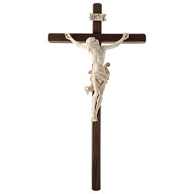 Crucifix bois Val Gardena et Corps de Christ cire fil d'or