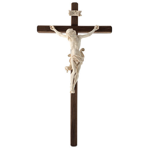 Crucifixo madeira Val Gardena e Corpo de Cristo cera fio de ouro 1