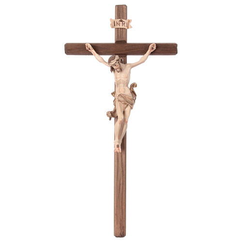 Crucifix in wood burnished three colours Val Gardena 1