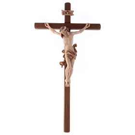 Crucifijo Cristo bruñido 3 colores madera Val Gardena