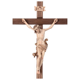 Crucifix Christ bruni 3 tons bois Val Gardena