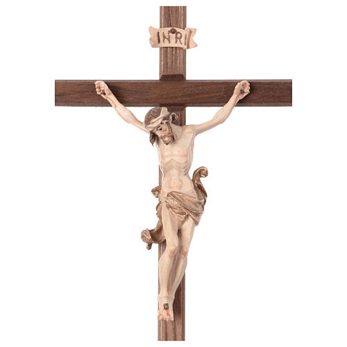 Crucifix Christ bruni 3 tons bois Val Gardena 2