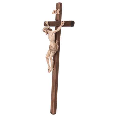 Crucifix Christ bruni 3 tons bois Val Gardena 3