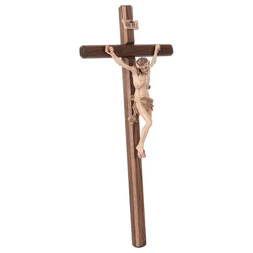 Crucifix Christ bruni 3 tons bois Val Gardena 5