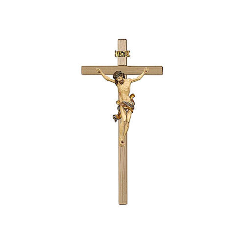 Crucifix Christ antique pure gold in wood Val Gardena 1
