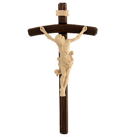 Kruzifix, Modell Leonardo, Kreuz mit gebogenem Balken, Korpus brüniert