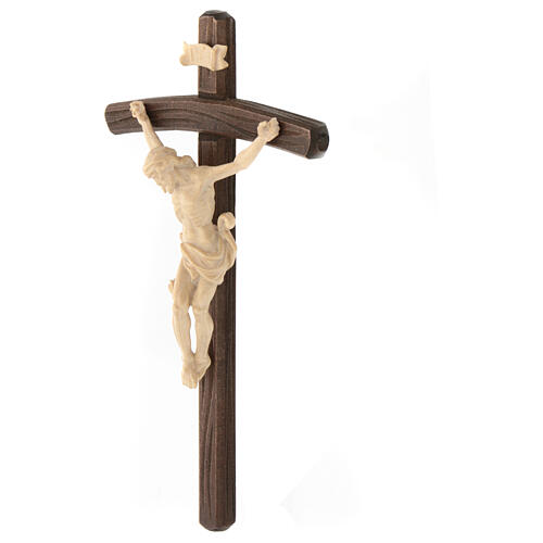 Kruzifix, Modell Leonardo, Kreuz mit gebogenem Balken, Korpus brüniert 2