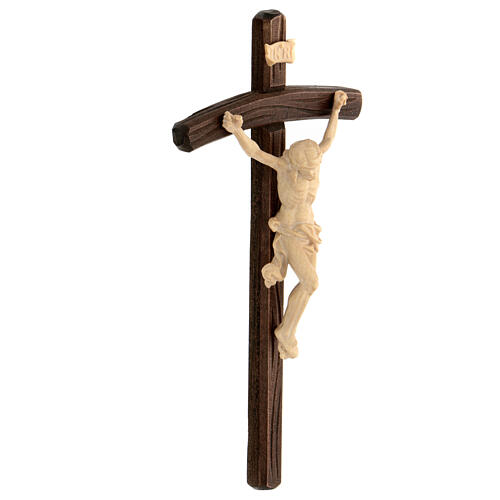 Kruzifix, Modell Leonardo, Kreuz mit gebogenem Balken, Korpus brüniert 3