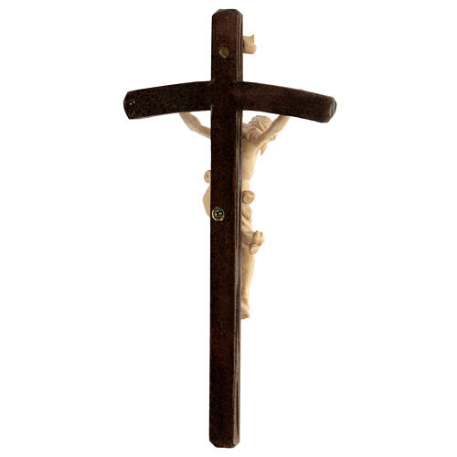 Kruzifix, Modell Leonardo, Kreuz mit gebogenem Balken, Korpus brüniert 4
