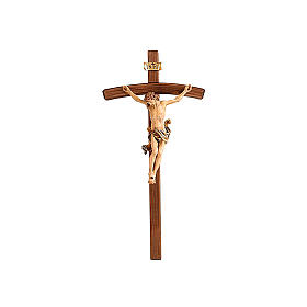 Crucifix with Christ's body coloured and modeled Leonardo curved cross