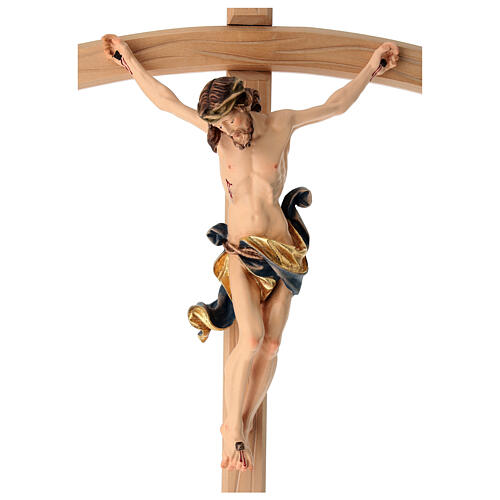 Crucifix with Christ's body coloured and modeled Leonardo curved cross 2