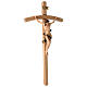 Crucifix with Christ's body coloured and modeled Leonardo curved cross s3