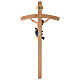 Crucifix with Christ's body coloured and modeled Leonardo curved cross s9