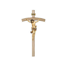 Crucifix curved cross Christ's body finished in antique pure gold Leonardo model