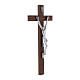 Crucifijo moderno cuerpo plateado sobre cruz de madera de nogal 47 cm s2