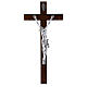 Crucifix moderne corps argent sur crucifix en bois de noyer 47 cm s1