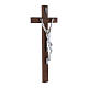 Crucifix moderne corps argent sur crucifix en bois de noyer 47 cm s2