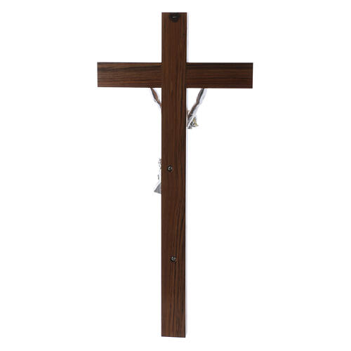 Krucyfiks styl nowoczesny, ciało posrebrzane na drewnianym krzyżu, drewno orzechowe, 47 cm 3