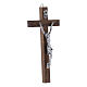 Crocifisso corpo argentato su croce in legno di noce moderno 16 cm s2