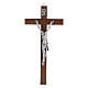 Crucifixo moderno em madeira de nogueira corpo metal 21 cm s1