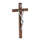 Crucifixo moderno em madeira de nogueira corpo metal 21 cm s2