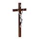 Crucifix moderne en bois de noyer et corps argenté 25 cm s2