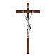 Crucifix en bois de noyer moderne avec corps métallique 35 cm s1