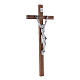 Crucifix en bois de noyer moderne avec corps métallique 35 cm s2