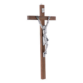 Crocifisso in legno di noce moderno con corpo metallico 35 cm