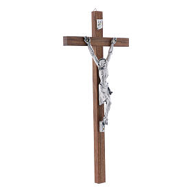 Krucyfiks drewno orzechowe, nowoczesny, Ciało Chrustusa metalowe, 35 cm