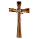 Crucifixo moderno em madeira de oliveira com corpo prateado 17 cm s3