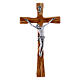 Modern crucifix in olive wood with silver Christ's body 20 cm s1