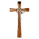 Modern crucifix in olive wood with silver Christ's body 20 cm s3