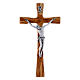 Modern crucifix in olive wood with silver Christ's body 20 cm s4