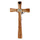 Modern crucifix in olive wood with silver Christ's body 20 cm s6