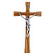 Crucifix moderne en bois d'olivier 25 cm avec corps métallique 10 cm s1