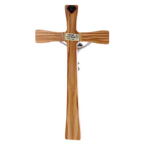 Krucyfiks styl nowoczesny z drewna oliwnego, wys. 25 cm, Ciało Chrystusa metal 10 cm 3