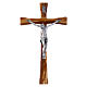 Crucifixo em madeira de faia 25 cm com corpo prateado 12 cm s1