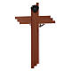 Crucifix modern in pear wood serrated 12 cm with metal body s2