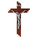 Crucifix modern in pear wood serrated 12 cm with metal body s3