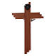Crucifix moderne en bois de poirier cannelé 12 cm avec corps métallique s2