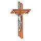 Crucifix moderne en bois de poirier 16 cm avec corps argenté s4