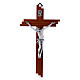 Crucifix moderne en bois de poirier 21 cm corps métallique s1