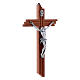 Crucifixo moderno em madeira de pereira 21 cm corpo metálico s2