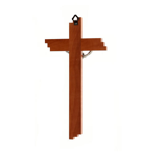Crucifijo moderno de madera de peral 25 cm con cuerpo metálico 5