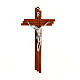Crucifix moderne en bois de poirier 25 cm avec corps métallique s1
