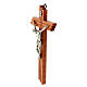 Crucifix moderne en bois de poirier 25 cm avec corps métallique s4